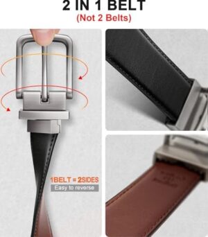 BULLIANT Men's Belt,Reversible Belt 1.25" For Gift Mens Casual Golf Dress pants shirts,One Reverse For 2 Sides - Image 2