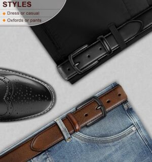 KEMISANT Men Belt 2Pack – Genuine Leather Belt for Men Dress Casual Golf Jeans 1 3/8" - Image 6