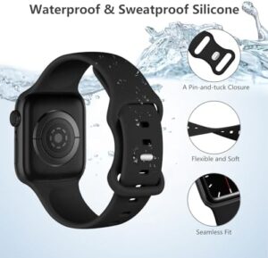 Sport Band Compatible with Apple Watch Band 44mm 45mm 46mm 40mm 42mm 38mm 41mm 49mm, Soft Silicone Waterproof Replacement Strap for iWatch Watch Series 10 9 8 7 6 5 4 3 2 1 SE Ultra Women Men - Image 3