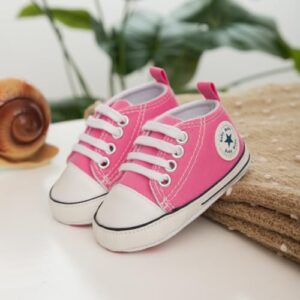 Meckior Baby Girls Boys Canvas Sneakers Soft Sole High-Top Ankle Infant First Walkers Crib Shoes - Image 4