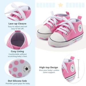 Meckior Baby Girls Boys Canvas Sneakers Soft Sole High-Top Ankle Infant First Walkers Crib Shoes - Image 5