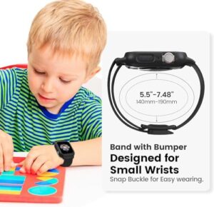 Compatible with Kids Apple Watch Band with Case, Elastic Nylon Strap with Adjustable Snap-On Clasp for iWatch 38/40/41mm & 42/44/45mm with Bumper Boys Girls - Image 2