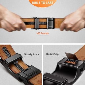 KEMISANT Men Belt 2 Pack, Leather Ratchet Belt Easy Click Slide For Men 1 3/8",Cut for Fit - Image 4