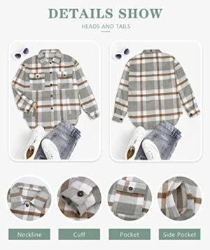 Beaully Women's Flannel Plaid Shacket Long Sleeve Button Down Shirts Jacket Coats with Side Pockets - Image 5