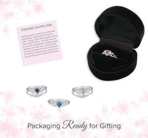 Precious Pieces Sterling Silver Simulated CZ Birthstone Baby Ring with Heart for little girls, Kids and Toddlers - Image 5