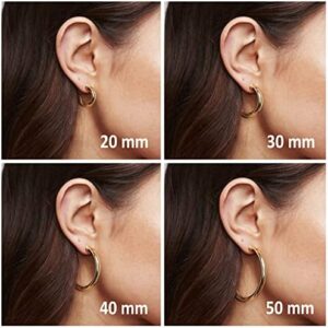 PAVOI 14K Gold Plated Lightweight Chunky Open Hoops for Women | Trendy Gold Hoop Earrings - Image 3