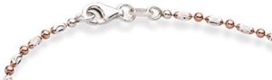 Miabella 925 Sterling Silver Diamond-Cut Oval and Round Bead Ball Chain Anklet Ankle Bracelet for Women, Made in Italy - Image 2