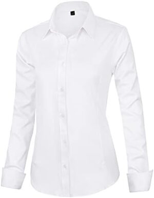 J.VER Womens Dress Shirts Long Sleeve Button Down Shirts Wrinkle-Free Solid Work Blouse - Image 3