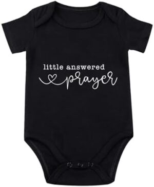 Little Answered Prayer Bodysuit Infant Reveal Ideas Bodysuit Girl And Boy Bodysuit Pregnancy Baby Announcement 0-12M