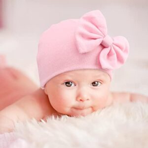 5 PCS Newborn Baby Hats Cotton Baby Beanie Caps with Bow Infant Hospital Hats Newborn Hats for Baby Girls 0-6 Months - Image 2