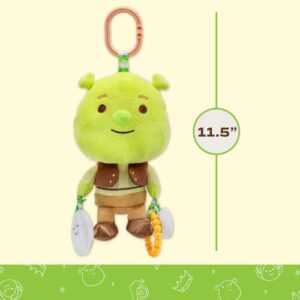 KIDS PREFERRED Shrek Activity Toy – Made with Super Soft Material & Features Jingle Bell, Child-Safe Mirror & Crinkle Sound – Use The C-Clip for Easy Hanging as On-The-Go Baby Toy for Boys & Girls - Image 5