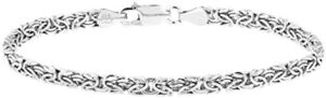 Miabella Italian 925 Sterling Silver or 18K Gold Plated 4mm Byzantine Link Chain Anklet Ankle Bracelet for Women, Made in Italy