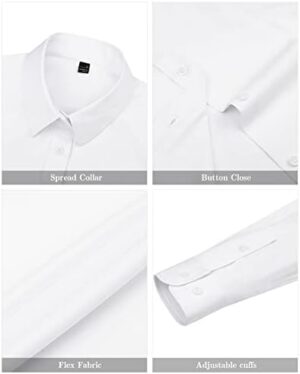 J.VER Womens Dress Shirts Long Sleeve Button Down Shirts Wrinkle-Free Solid Work Blouse - Image 4