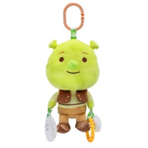 KIDS PREFERRED Shrek Activity Toy – Made with Super Soft Material & Features Jingle Bell, Child-Safe Mirror & Crinkle Sound – Use The C-Clip for Easy Hanging as On-The-Go Baby Toy for Boys & Girls