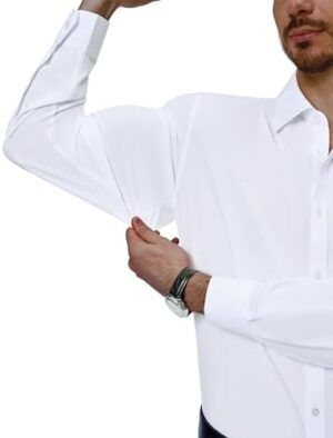 Alimens & Gentle Mens Dress Shirts 4-Way Stretch Long Sleeve Collared Casual Solid Wedding Dating Button Down Shirt - Image 3