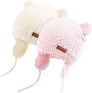 Duoyeree Kids Baby Hat Soft Warm Cable Knit Beanie Toddler Girl Fall Winter Hats