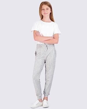 Real Essentials 3 Pack: Girls' Lounge Joggers Soft Athletic Performance Casual Sweatpants(Ages 7-16) - Image 4