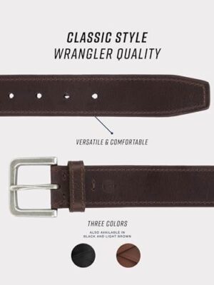 Wrangler Men’s Leather Belt, Country Casual Every Day Belt for Jeans - Image 2