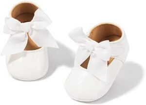 ohsofy Infant Baby Girls Mary Jane Flats Non-Slip Bowknot Princess Wedding Dress Shoes Toddler Crib Shoes