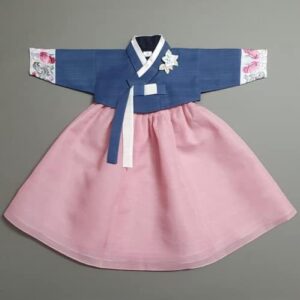 Korean Baby Girl Hanbok for 100~15y/o Floral Embroidery Sleeves Hanbok Brooch Inlcuded Girl Baby Kids - Image 2