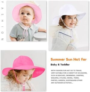 Unisex Baby Sun Hat with UPF 50+ Outdoor Adjustable Beach Hat,Baby Girl Wide Brim Bucket Hats for Infant Toddler Little Boy - Image 7