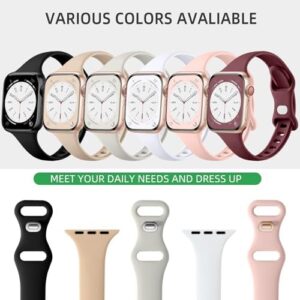 Lerobo Thin Slim Bands Compatible with Apple Watch 40mm 38mm 44mm 45mm 46mm 42mm 41mm 49mm SE iWatch Bands Ultra Series 10 9 8 7 6 5 4 3 2 1 for Women Men,Soft Narrow Sport Strap Wristband - Image 3