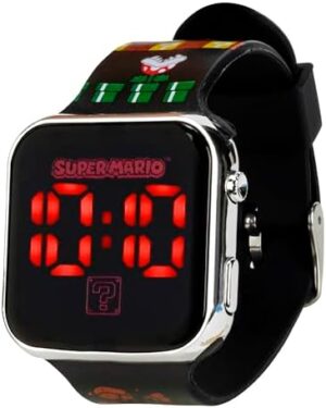 Accutime Nintendo Super Mario Kids LED Watch – Silver Plastic Case, Red LED Display, Iconic Mario Design, Durable Strap with Printed Artwork, Alloy Buckle, Fun Timepiece for Boys and Girls, Ages 6-12 - Image 5