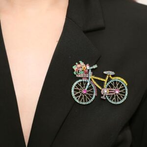 Crystal Rhinestone Creative Bicycles Brooch Pin for Women Retro Elegant Handmade Blue Brooches Pins Classic Wedding Fashion Jewelry Accessories Gift - Image 6