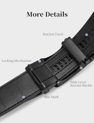 Mens Ratchet Belt Leather 1 3/8'' Adjustable Belts for Mens Dress Casual Jeans Comfort Trim to Fit - Image 4