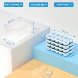 DOQAUS Ice Cube Tray with Lid and Bin, 4 Pack Silicone Plastic Ice Cubes Trays for Freezer with Box/Container, Stackable with Storage Iced Bucket Kits, Scoop, for Baby Food, Cocktail, Coffee - Image 5