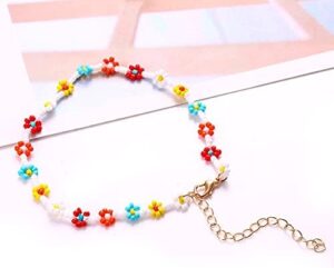 Beaded Anklets for Women Boho Cute Daisy Flower Bead Ankle Bracelets Handmade Waterproof Surfer Anklet Summer Beach Foot Jewelry for Women - Image 6