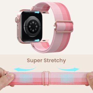 Delidigi Gradient Stretchy Band Compatible with Apple Watch Band 40mm 38mm 41mm 42mm 44mm 45mm 46mm 49mm Women Men, Nylon Solo Loop Elastic Straps for iWatch Series 10 9 8 7 6 SE 5 4 3 Ultra Ultra 2 - Image 5