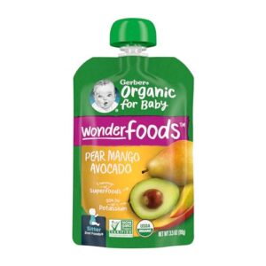 Gerber Purees Foods Organic Pear Mango Avocado, 3.5 Oz Pouch - Image 2