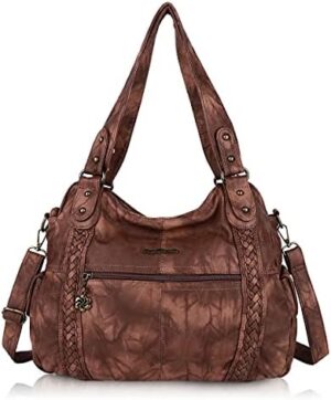 Angel Barcelo Roomy Fashion Hobo Womens Handbags Ladies Purse Satchel Shoulder Bags Tote Washed Leather Bag