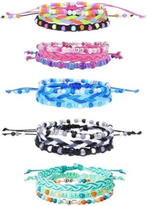 15pcs Braided Beaded Friendship Bracelets for Teens Girls Handmade Stackable Woven Cute Girls Bracelets Teenager Pinata Goody Bag Stocking Stuffers Tween Birthday Christmas Party Favors