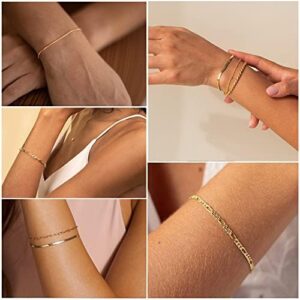 DEARMAY Gold Bracelets for Women Waterproof, 14K Real Gold Jewelry Sets for Women Trendy Thin Dainty Stackable Cuban Link Paperclip Chain Bracelet Pack Fashion Accessories Gifts for Womens - Image 4