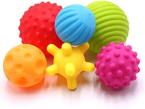 6 Pack Sensory Balls Set for Babies, Soft & Textured Balls with Bright Colors and Sounds for Baby Toddler