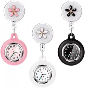 Nurse Watch Glow Pointer in The Dark,Clip Watch,Lapel Watch,Nurse Fob Watch with Second Hand,Clip on Nursing Watch