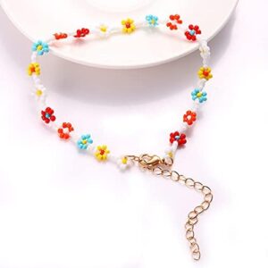 Beaded Anklets for Women Boho Cute Daisy Flower Bead Ankle Bracelets Handmade Waterproof Surfer Anklet Summer Beach Foot Jewelry for Women - Image 7