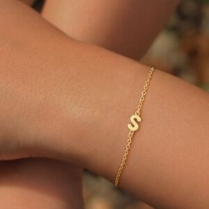 Turandoss Gold Initial Bracelets for Girls Women Jewelry Gifts - 18k Gold/Silver Plated Letter Initial Bracelet Dainty Gold Bracelets for Women Initial Bracelets for Teen Girls Gifts Trendy Stuff - Image 2