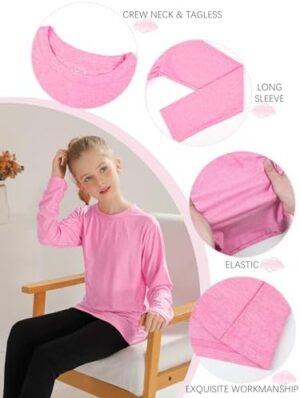 HXP 5 Pack Girls Long Sleeve Shirts Dry Fit Athletic Shirts Youth Teens Girls' Activewear 6-18 Years - Image 3