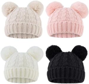 Yuoahcn Baby Girl Beanie Winter Baby Boy Hat with Pom pom Warm Infant Knitted Hats Toddler Kid Beanies