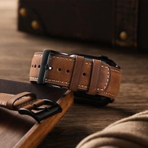 SUNFWR Leather Bands Compatible with Apple Watch Band 42mm 44mm 45mm 46mm 49mm for Men Women, Top Grain Genuine Leather Replacement Strap for iWatch Ultra2 Ultra SE2 SE Series 10 9 8 7 6 5 4 3 2 1 - Image 3