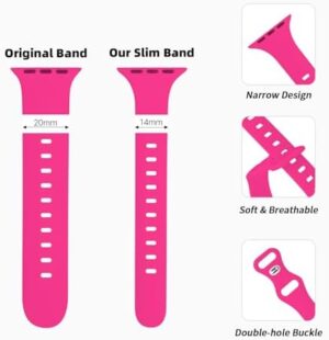 Thin Silicone Band Compatible with Apple Watch 41mm 38mm 40mm 46mm 45mm 42mm 44mm, Slim Narrow Replacement Sport Strap Wristband for iWatch Series SE 10 9 8 7 6 5 4 3 Ultra 2 1 Women Men - Image 4