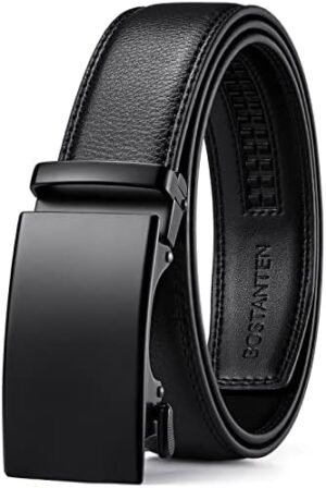 BOSTANTEN Ratchet Mens Belt Leather Dress and Casual with Adjustable Buckle, Trim to Fit