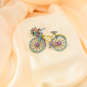 Crystal Rhinestone Creative Bicycles Brooch Pin for Women Retro Elegant Handmade Blue Brooches Pins Classic Wedding Fashion Jewelry Accessories Gift - Image 3