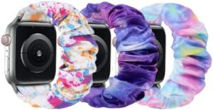 Scrunchie Bands Compatible with Kids Apple Watch Band, Cute Stretchy Breathable Strap for iWatch Series 10 9 8 7 6 5 4 3 SE SE2 Small Wrists Boys Girls