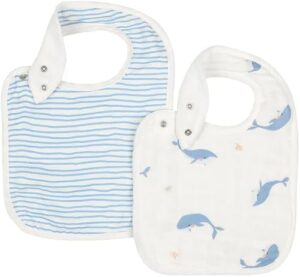 Bamboo Little Baby Bibs (Pack of 2) - Bibs with Adjustable Snaps- Absorbent Terry Backing