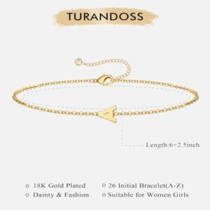 Turandoss Gold Initial Bracelets for Girls Women Jewelry Gifts - 18k Gold/Silver Plated Letter Initial Bracelet Dainty Gold Bracelets for Women Initial Bracelets for Teen Girls Gifts Trendy Stuff - Image 6