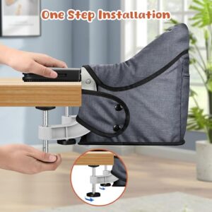 Hook On High Chair, Jozzve Baby High Chair, Portable High Chair for Travel, Foldable Fast Table Chair with Storage Bag, Baby Feeding Seat Clip On High Chair for Home and Travel (Grey) - Image 3